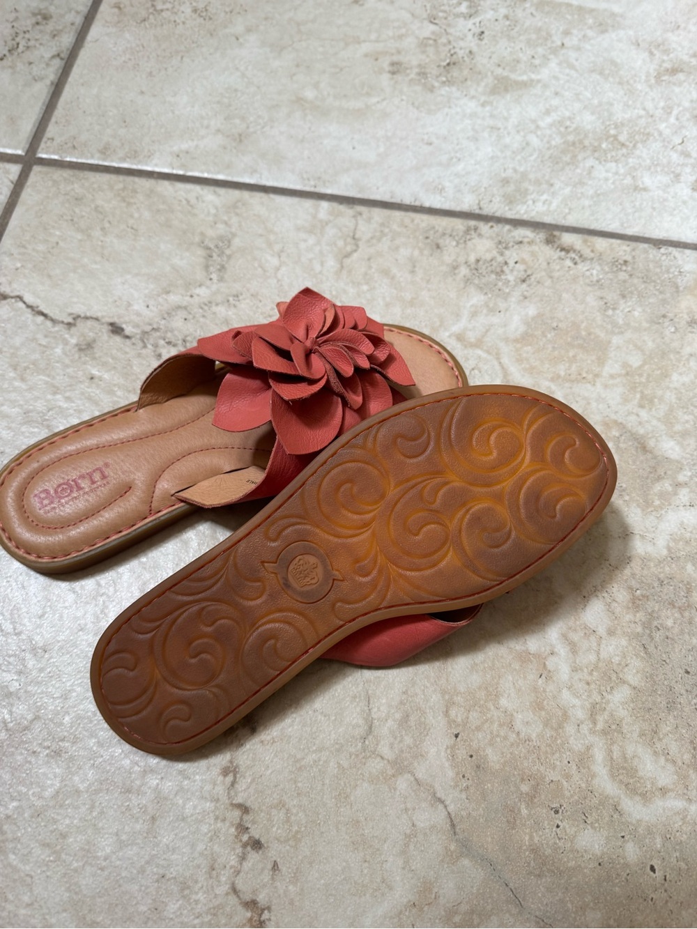 Born Coral Floral Leather Slide Sandals - Picture 3 of 3